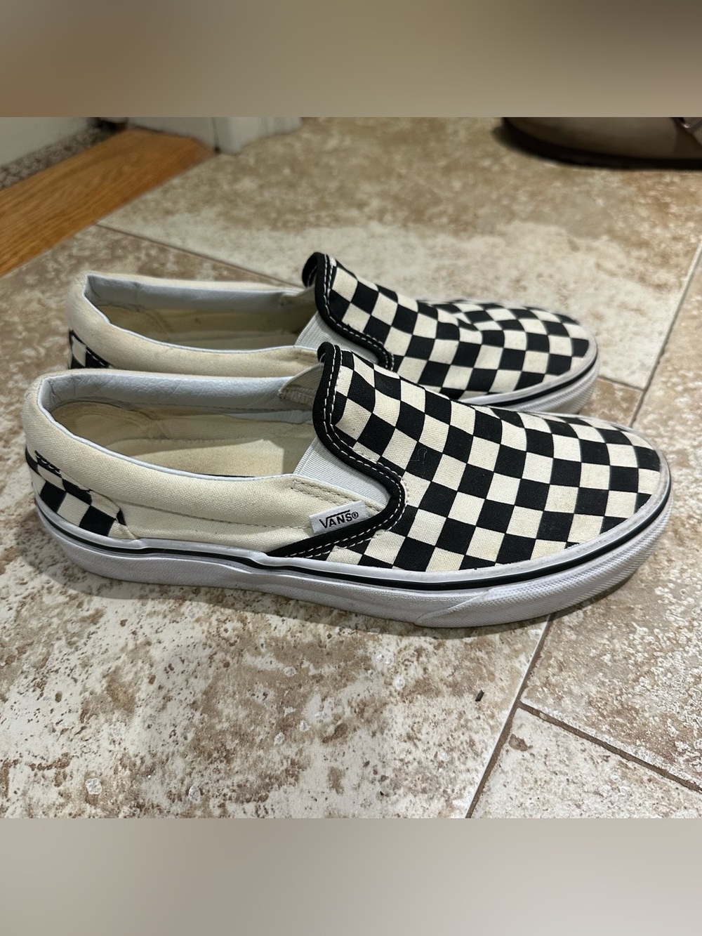 Vans Black & White Checkerboard Slip-On Sneakers - Picture 3 of 6